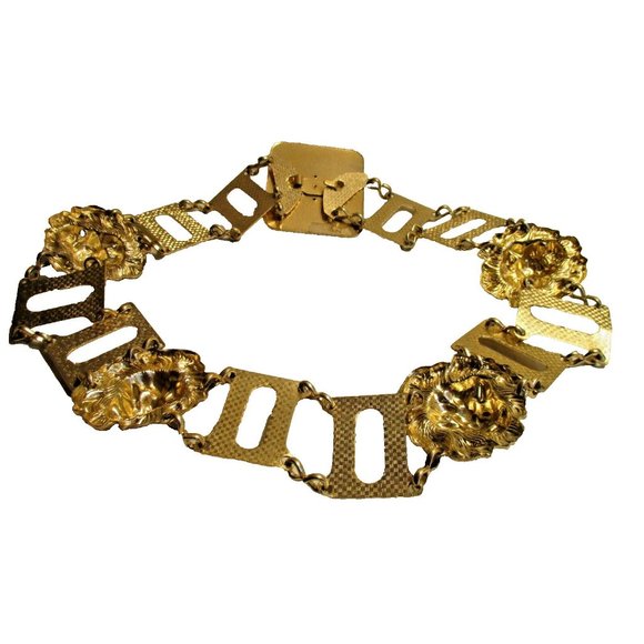 *Bold Lion Link Belt Lightweight Goldtone Metal
